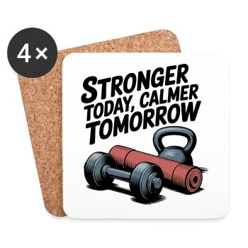 Stronger Today, Calmer Tomorrow – Fit & Zen - Untersetzer (4er-Set) - Weiß - Vorne