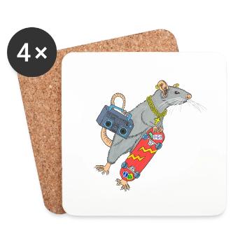 Skater Rat Hip Hop Rap Skater Rat - Dessous de verre (lot de 4) - blanc - Devant