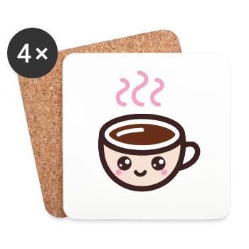 Kawaii café - Dessous de verre (lot de 4) - blanc - Devant