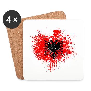 Albanien Flagge - Untersetzer (4er-Set) - Weiß - Vorne