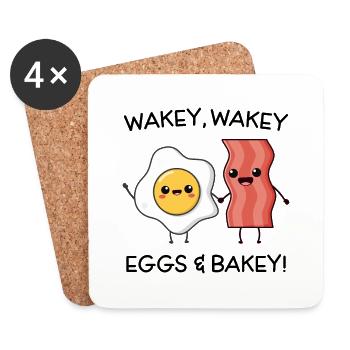 Wakey Wakey Eggs and Bakey - Coasters (set of 4) - white - Front