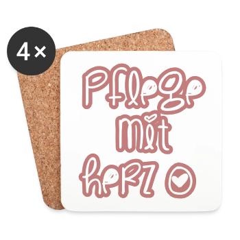 Pflege mit Herz - Untersetzer (4er-Set) - Weiß - Vorne