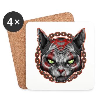 CHARIVARI Alley Cat V1 - Skull - Coasters (set of 4) - white - Front