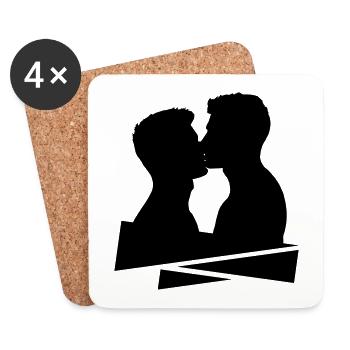 Kuss Mann Schwul Küssen Sexy Pride Geschenkidee - Untersetzer (4er-Set) - Weiß - Vorne