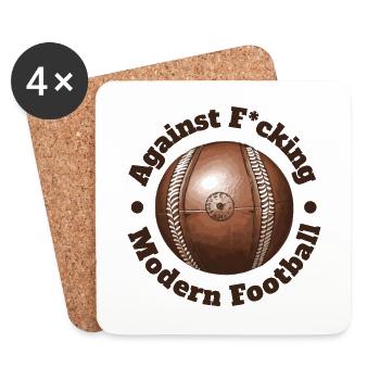 Against Fucking Modern Football Soccer Oldschool - Coasters (set of 4) - white - Front