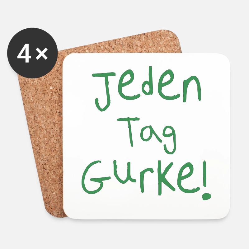 Jeden Tag Gurke - Untersetzer (4er-Set) - Weiß