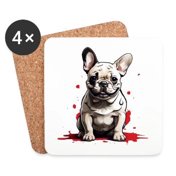 CHIEN BOULEDOGUE FRANÇAIS - Dessous de verre (lot de 4) - blanc - Devant