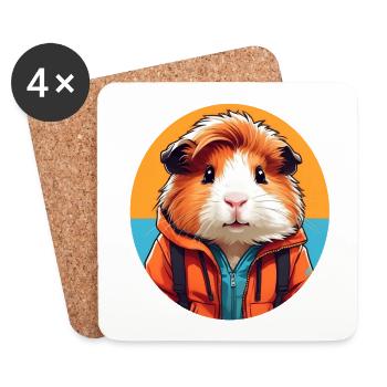 Meerschweinchen im Outdoor Look - Untersetzer (4er-Set) - Weiß - Vorne