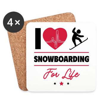 Le snowboard pour toujours – une pure passion - Dessous de verre (lot de 4) - blanc - Devant