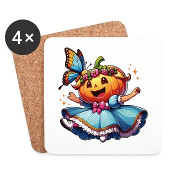 Cute Halloween Princess with Butterfly - Coasters (set of 4) - white - Front