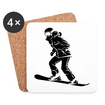 Snowboard Girl - Hobby / Sport Sticker - Untersetzer (4er-Set) - Weiß - Vorne