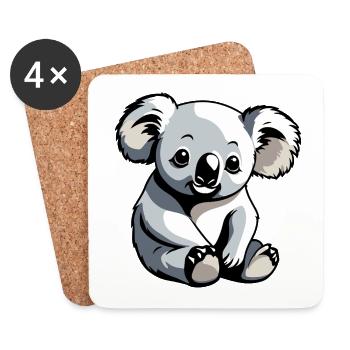 Koala - Cute Animal Design - Coasters (set of 4) - white - Front