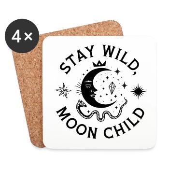 Stay Wild Moon Child - Astronomy Design - Dessous de verre (lot de 4) - blanc - Devant