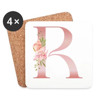 B Floral Gradient - Floral art letter - Coasters (set of 4) - white - Front