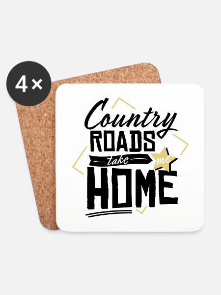 Country Roads Take Me Home - Untersetzer (4er-Set) - Weiß