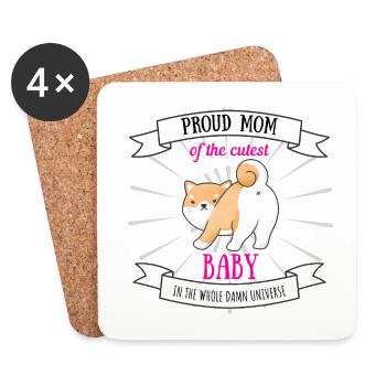 Hundemama Baby coole Sprüche Hund Shiba Inu Süß - Untersetzer (4er-Set) - Weiß - Vorne