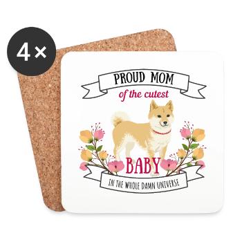 Hundemama Baby coole Sprüche Hund Shiba Inu Süß - Untersetzer (4er-Set) - Weiß - Vorne