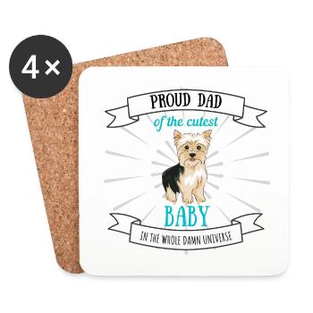 Stolzer Hundepapa Vatertag Hund Yorkshire Terrier - Untersetzer (4er-Set) - Weiß - Vorne
