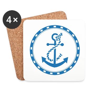 Anchor - Anchor - Maritime - Nautical - Coasters (set of 4) - white - Front