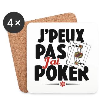 Je Peux Pas J'ai Poker Cadeau - Dessous de verre (lot de 4) - blanc - Devant