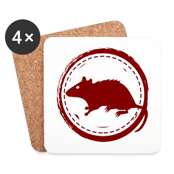 Rat - Rodent - Coasters (set of 4) - white - Front