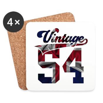 72. GEBURTSTAG UK VINTAGE 1954 - Untersetzer (4er-Set) - Weiß - Vorne