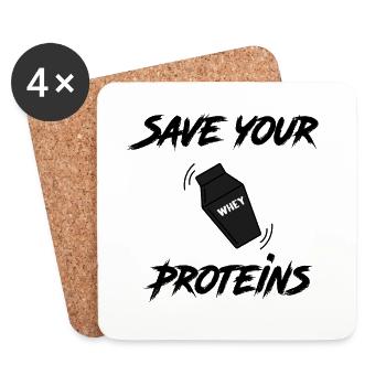Save your proteins - Coasters (set of 4) - white - Front