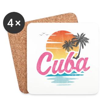 Cuba - Dessous de verre (lot de 4) - blanc - Devant