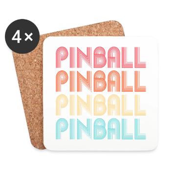 Flipperautomat Schriftzug Pinball bunt spielen - Untersetzer (4er-Set) - Weiß - Vorne