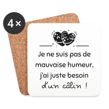 Juste besoin d'un câlin | Idée cadeau - Dessous de verre (lot de 4) - blanc - Devant