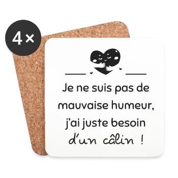 Juste besoin d'un câlin | Idée cadeau - Dessous de verre (lot de 4) - blanc - Devant