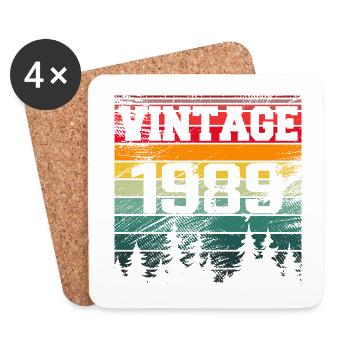 1989 Cadeau D'anniversaire Vintage 1989 Rétro - Dessous de verre (lot de 4) - blanc - Devant