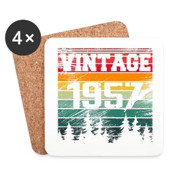 1957 Cadeau D'anniversaire Vintage 1957 Rétro - Dessous de verre (lot de 4) - blanc - Devant