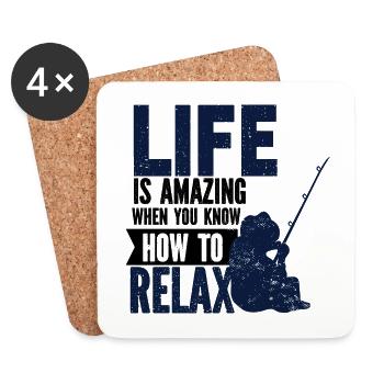 Angler Fishing Hook Fishing Rod Sport Fisherman - Coasters (set of 4) - white - Front