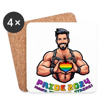 Pride 2024 - Beaucoup. Ensemble. Fort! - Dessous de verre (lot de 4) - blanc - Devant