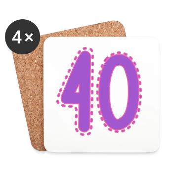 40. 40 ANS. 40e ANNIVERSAIRE. ANNIVERSAIRE 40 ANS. - Dessous de verre (lot de 4) - blanc - Devant