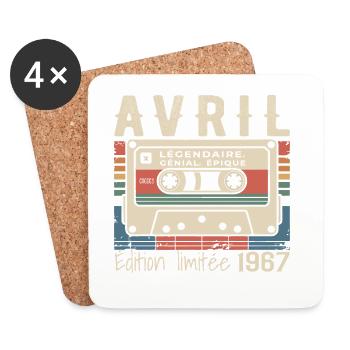 avril 1967 April 1967  - Dessous de verre (lot de 4) - blanc - Devant