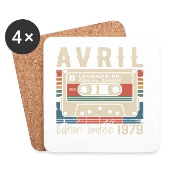avril 1979 April 1979  - Dessous de verre (lot de 4) - blanc - Devant