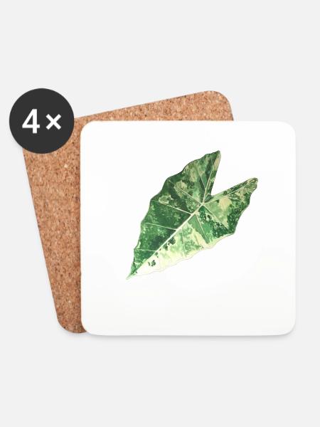 Blatt Alocasia Frydek - Untersetzer (4er-Set) - Weiß
