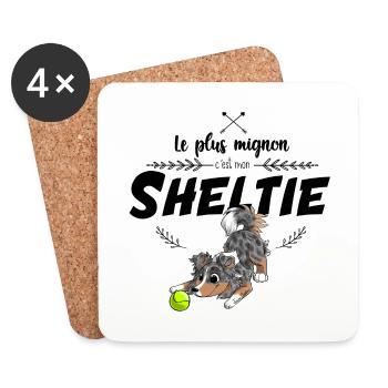 Le plus mignon Shetland - Dessous de verre (lot de 4) - blanc - Devant