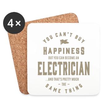 Électricien - Dessous de verre (lot de 4) - blanc - Devant