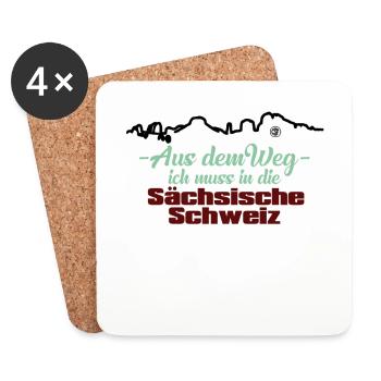 Aus dem Weg ich muss in die Sächsische Schweiz - Untersetzer (4er-Set) - Weiß - Vorne