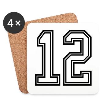 Symbole de 12 chiffres - Dessous de verre (lot de 4) - blanc - Devant