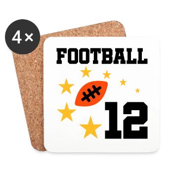 Football 12 (Football, Étoiles) - Dessous de verre (lot de 4) - blanc - Devant