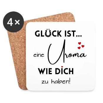 Glück ist, eine Uroma wie Dich zu haben! - Untersetzer (4er-Set) - Weiß - Vorne