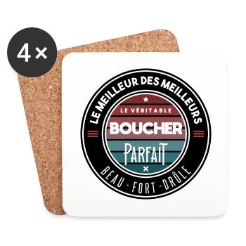 Le véritable boucher parfait - Dessous de verre (lot de 4) - blanc - Devant