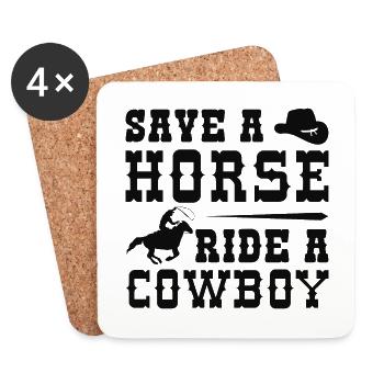 Rette einen Pferderitt auf einem Cowboy - Untersetzer (4er-Set) - Weiß - Vorne