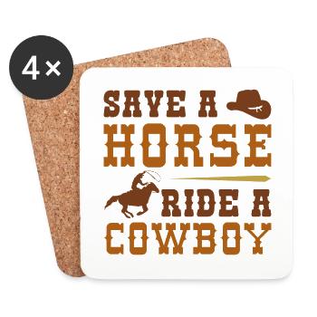 Rette einen Pferderitt auf einem Cowboy - Untersetzer (4er-Set) - Weiß - Vorne