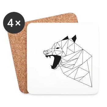 Geometrischer Wolf - Untersetzer (4er-Set) - Weiß - Vorne