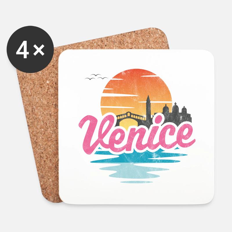 Venedig Stadt - Untersetzer (4er-Set) - Weiß
